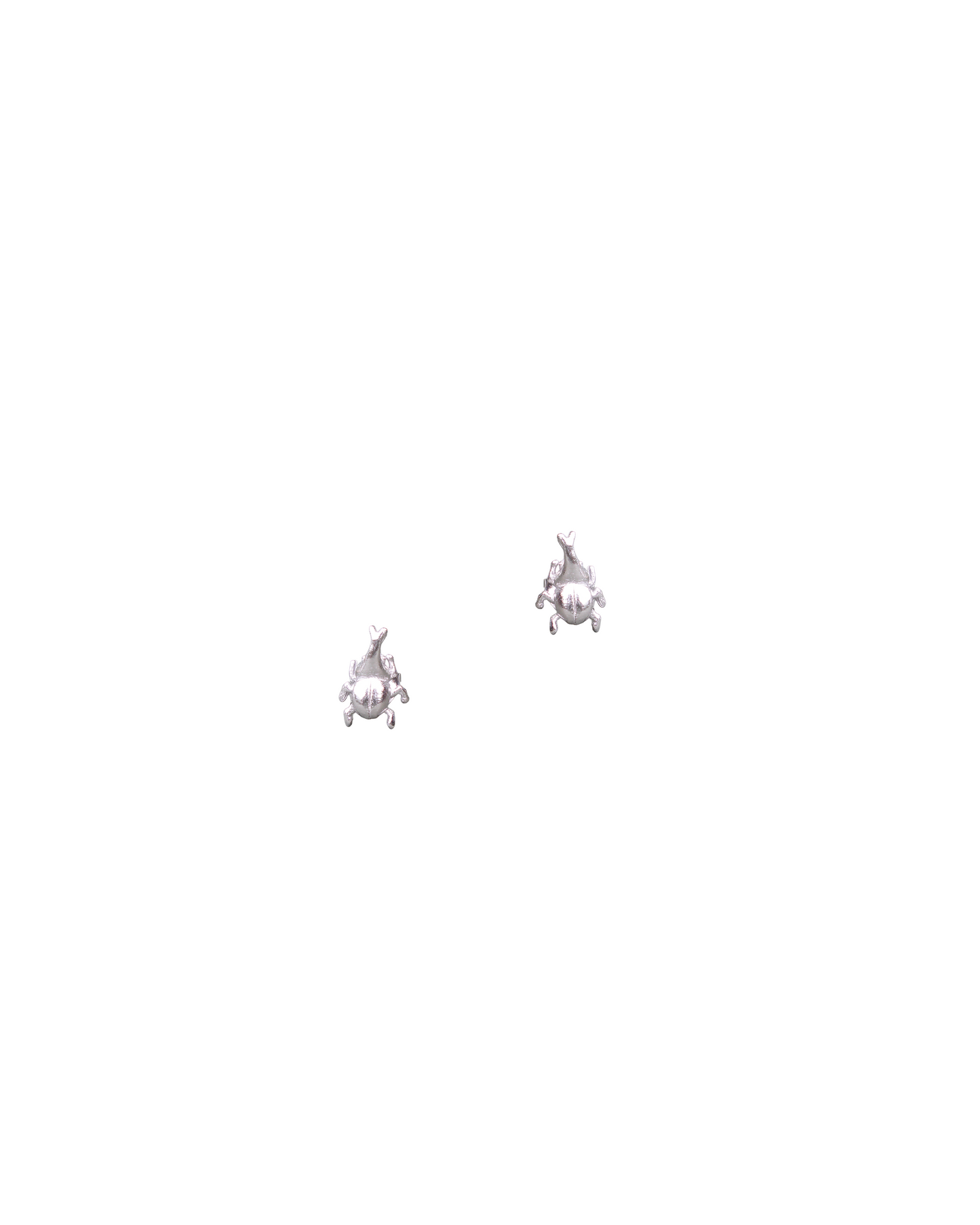 Sterling silver one-horned beetle earring
