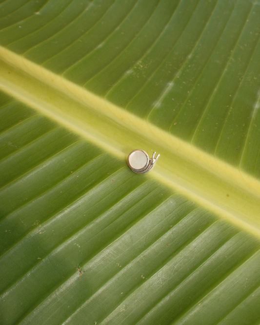 Sterling silver snail earring with mother pearls